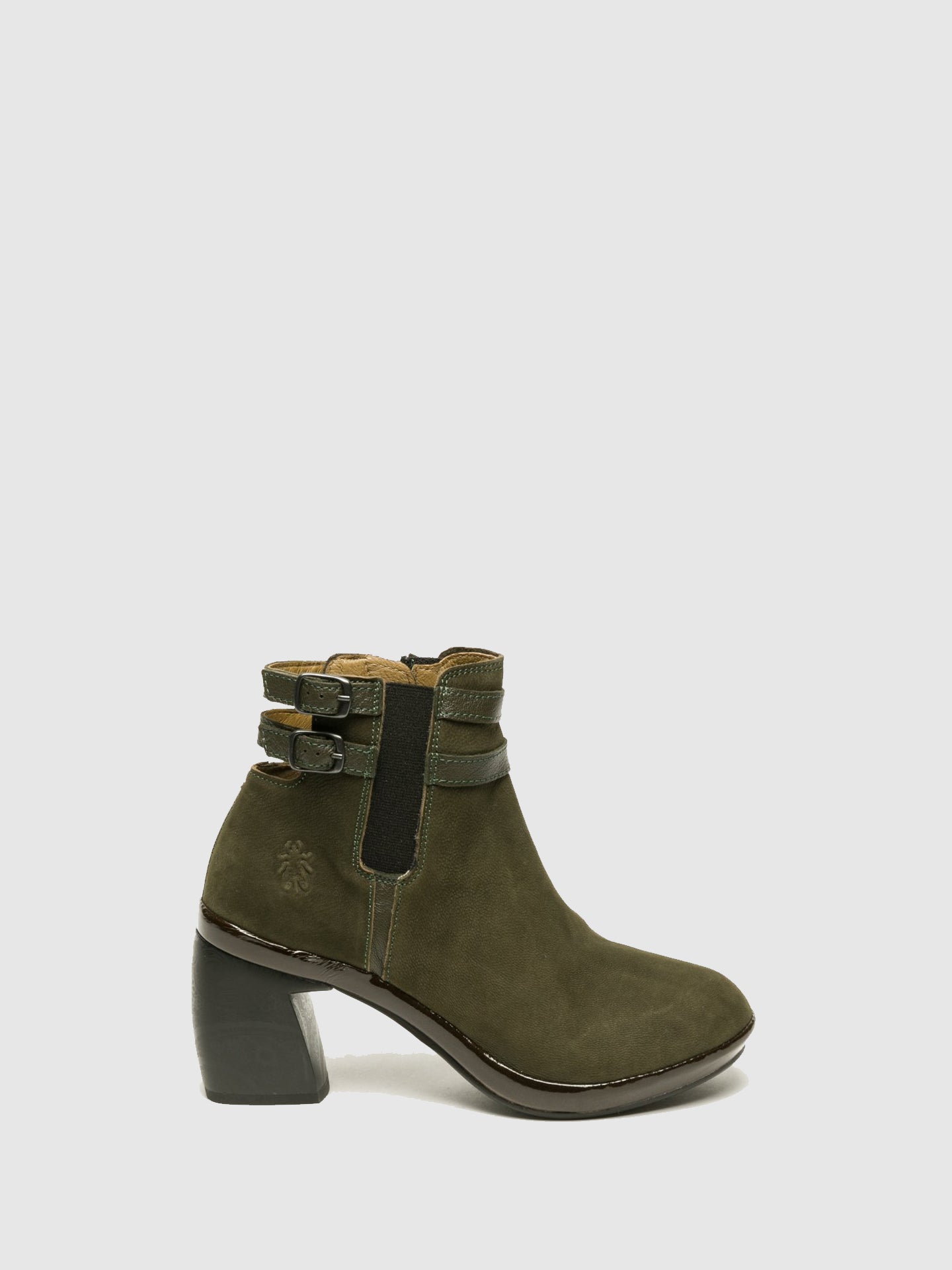 Fly London DarkGreen Buckle Ankle Boots